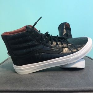 Vans black leather sk8 hi tops